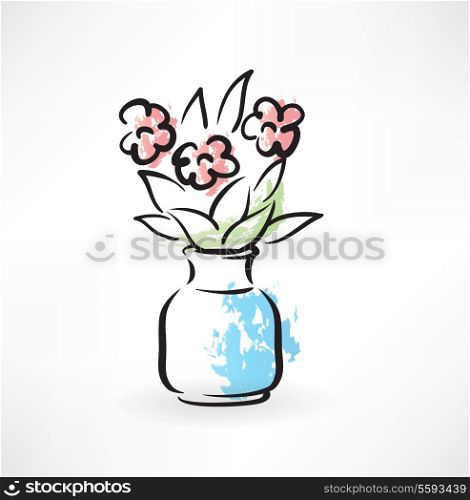 bouquet in a vase grunge icon