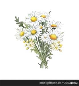 Bouquet of chamomile daisy flowers. Vector illustration design.