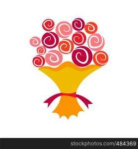 Bouquet of flowers flat icon. Valentine Day flowers isolated on white background. Bouquet of flowers flat icon