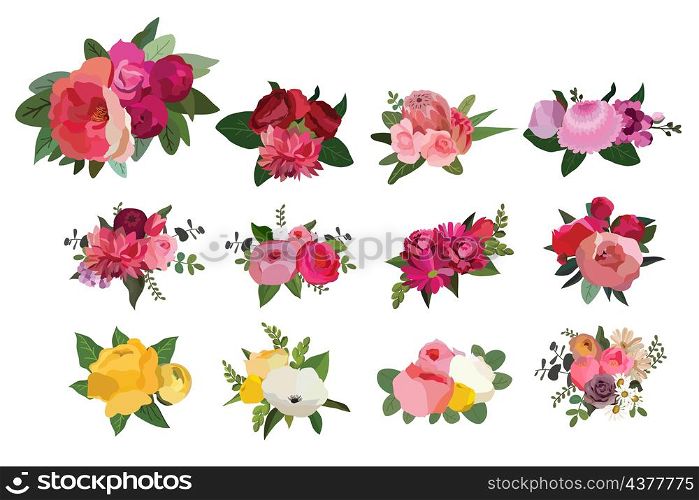 Bouquet of flowers, Floral bouquet design. Vector illustration.