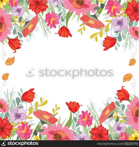 Bouquet of flowers. Floral frame.. Greeting card with flowers