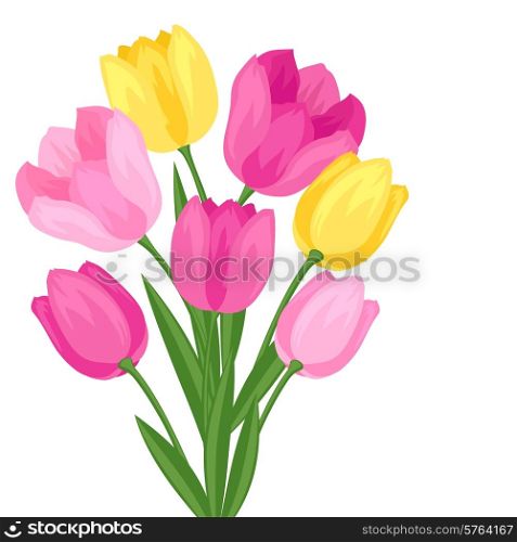 Bouquet of flowers tulips on white background.