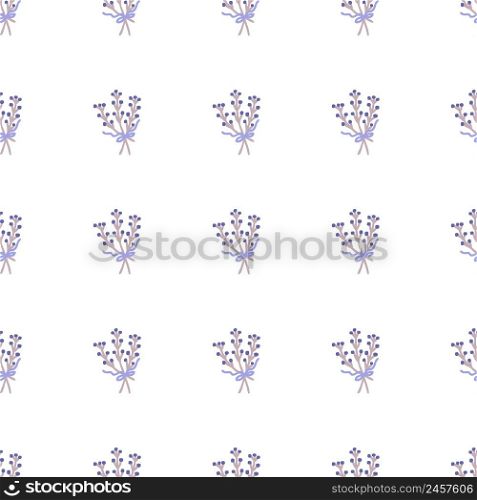 Bouquet of lavender branches with bow seamless pattern. Perfect for party invitations, greeting cards and print. Floral vector illustration for decor and design.