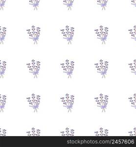 Bouquet of lavender branches with bow seamless pattern. Perfect for party invitations, greeting cards and print. Floral vector illustration for decor and design.