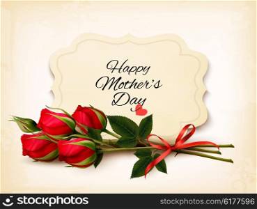 Bouquet of red roses. Mother&rsquo;s Day background. Vector.
