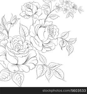 Bouquet of roses iolated on white background. Vector illustration.