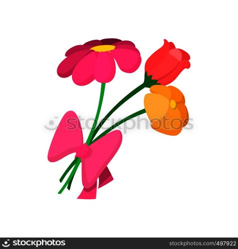 Bouquet of spring flowers cartoon icon on a white background. Bouquet of spring flowers cartoon icon