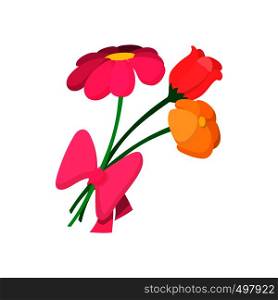 Bouquet of spring flowers cartoon icon on a white background. Bouquet of spring flowers cartoon icon