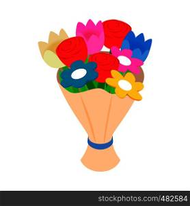 Bouquet of spring flowers isometric 3d icon on a white background. Bouquet of spring flowers isometric 3d icon