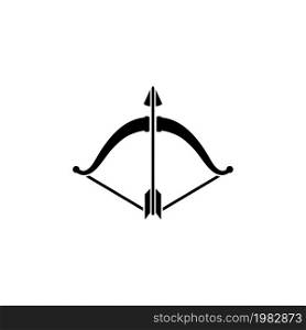 Bow and Arrow. Flat Vector Icon. Simple black symbol on white background. Bow and Arrow Flat Vector Icon