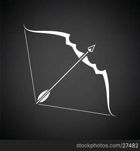 Bow and arrow icon. Black background with white. Vector illustration.