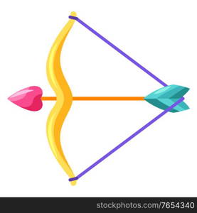 Bow and arrow with heart. Happy Valentine Day symbol.. Bow and arrow with heart.