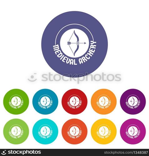 Bow arrow icons color set vector for any web design on white background. Bow arrow icons set vector color