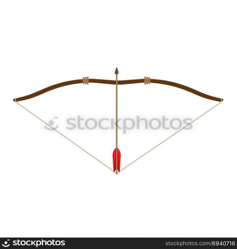 Bow arrow vector icon archery illustration isolated symbol. Weapon archer sign shoot element ram simple