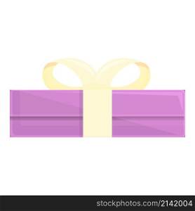 Bow gift box icon cartoon vector. Present package. Party giftbox. Bow gift box icon cartoon vector. Present package