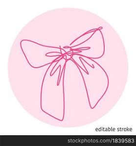 Bow Made in Continuous Line Art Style. Vector Holiday Element. Linear Ribbon with Editable Stroke.. Bow Made in Continuous Line Art Style. Holiday Element. Linear Ribbon with Editable Stroke. Vector Illustration.