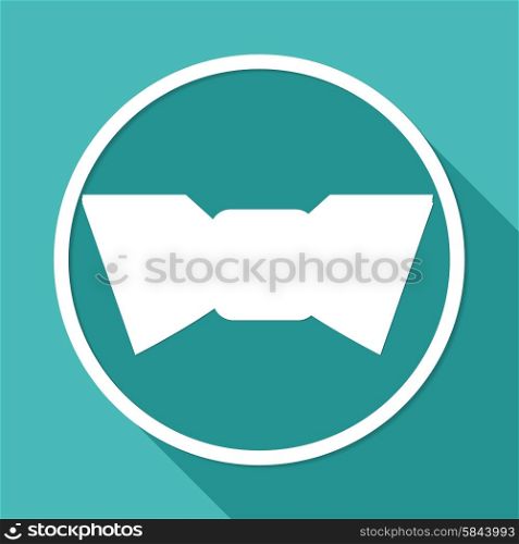 bow tie icon on white circle with a long shadow