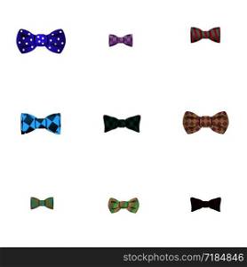 Bow tie icon set. Cartoon set of 9 bow tie vector icons for web design isolated on white background. Bow tie icon set, cartoon style