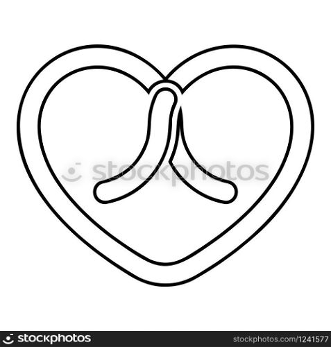Bow tied heart icon outline black color vector illustration flat style simple image. Bow tied heart icon outline black color vector illustration flat style image