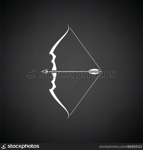 Bow with arrow icon. Black background with white. Vector illustration.