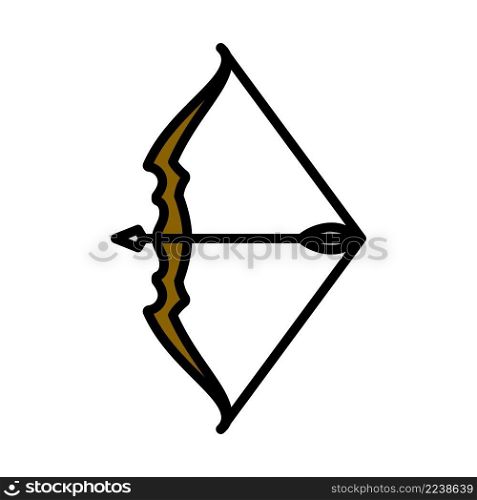 Bow With Arrow Icon. Editable Bold Outline With Color Fill Design. Vector Illustration.