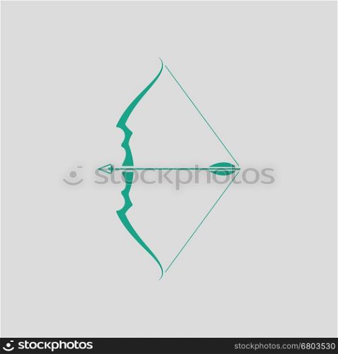 Bow with arrow icon. Gray background with green. Vector illustration.