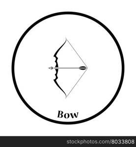 Bow with arrow icon. Thin circle design. Vector illustration.