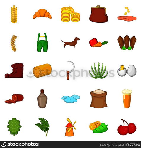 Bowery icons set. Cartoon set of 25 bowery vector icons for web isolated on white background. Bowery icons set, cartoon style