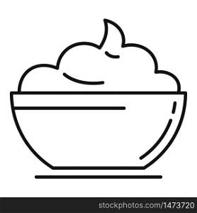 Bowl baby puree icon. Outline bowl baby puree vector icon for web design isolated on white background. Bowl baby puree icon, outline style