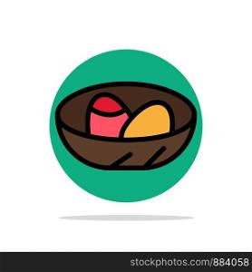 Bowl, Celebration, Easter, Egg, Nest Abstract Circle Background Flat color Icon