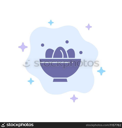 Bowl, Celebration, Easter, Egg, Nest Blue Icon on Abstract Cloud Background