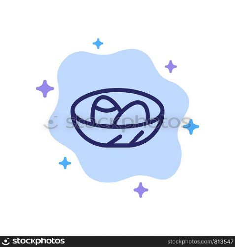 Bowl, Celebration, Easter, Egg, Nest Blue Icon on Abstract Cloud Background