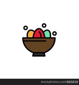 Bowl, Celebration, Easter, Egg, Nest Business Logo Template. Flat Color