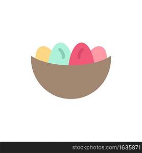 Bowl, Celebration, Easter, Egg, Nest  Flat Color Icon. Vector icon banner Template