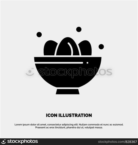 Bowl, Celebration, Easter, Egg, Nest solid Glyph Icon vector