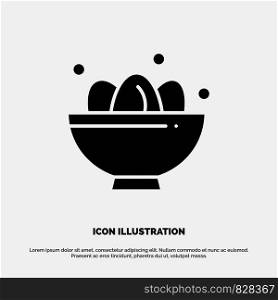 Bowl, Celebration, Easter, Egg, Nest solid Glyph Icon vector