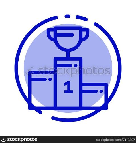 Bowl, Ceremony, Champion, Cup, Goblet Blue Dotted Line Line Icon