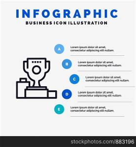 Bowl, Ceremony, Champion, Cup, Goblet Line icon with 5 steps presentation infographics Background