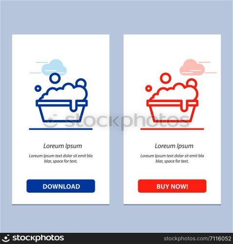 Bowl, Cleaning, Washing Blue and Red Download and Buy Now web Widget Card Template