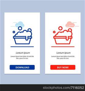 Bowl, Cleaning, Washing Blue and Red Download and Buy Now web Widget Card Template