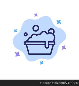 Bowl, Cleaning, Washing Blue Icon on Abstract Cloud Background