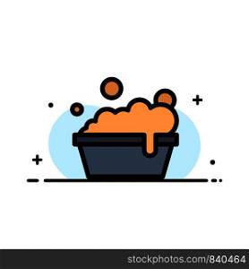 Bowl, Cleaning, Washing Business Flat Line Filled Icon Vector Banner Template