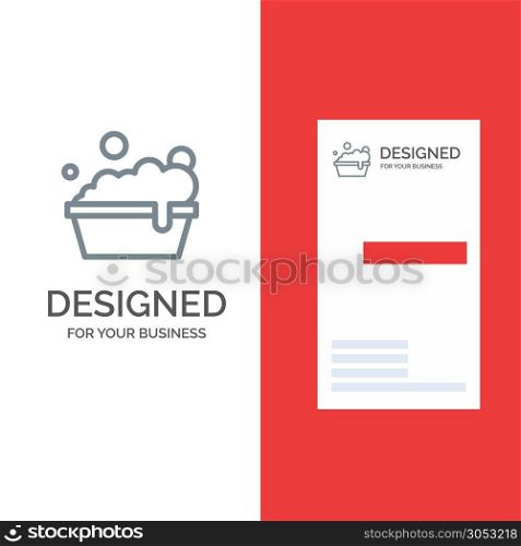 Bowl, Cleaning, Washing Grey Logo Design and Business Card Template