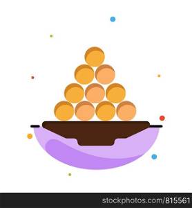 Bowl, Delicacy, Dessert, Indian, Laddu, Sweet, Treat Abstract Flat Color Icon Template