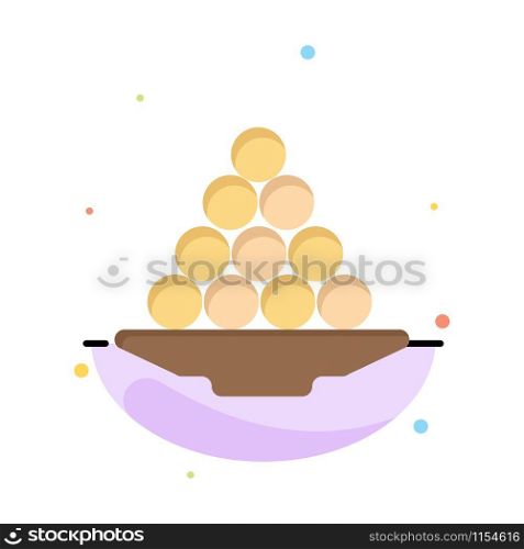 Bowl, Delicacy, Dessert, Indian, Laddu, Sweet, Treat Business Logo Template. Flat Color