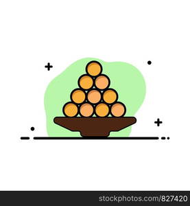 Bowl, Delicacy, Dessert, Indian, Laddu, Sweet, Treat Business Logo Template. Flat Color