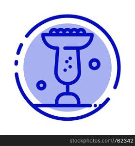 Bowl, Food, Eat, Madrigal Blue Dotted Line Line Icon