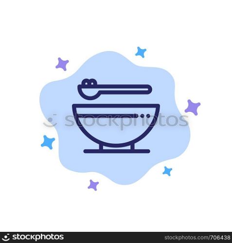 Bowl, Food, Kitchen, Madrigal Blue Icon on Abstract Cloud Background