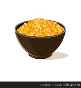 bowl full of yellow lentils. Bowl full of yellow lentils. Vector illustration.