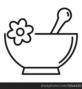 Bowl homeopathy icon. Outline bowl homeopathy vector icon for web design isolated on white background. Bowl homeopathy icon, outline style